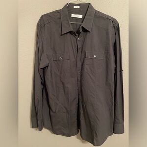 Mens Calvin Klein XL Button up Dress shirt. Dark Grey.